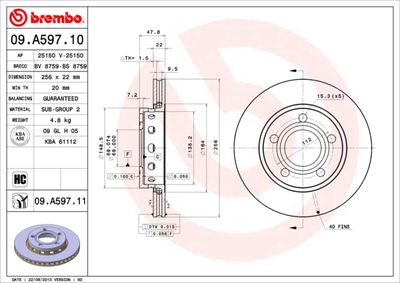 09A59711 BREMBO Тормозной диск