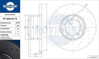 RT1043GLT3 ROTINGER Тормозной диск