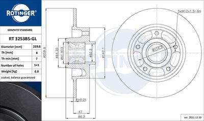 RT3253BSGL ROTINGER Тормозной диск