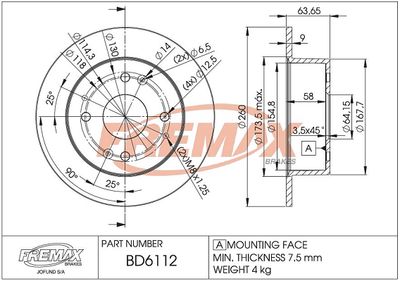 BD6112 FREMAX Тормозной диск