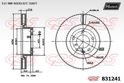 831241 MAXTECH Тормозной диск