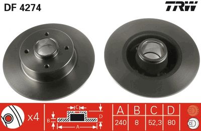 DF4274 TRW Тормозной диск