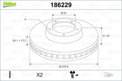 186229 VALEO Тормозной диск