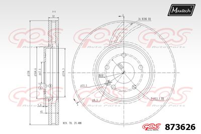 873626 MAXTECH Тормозной диск