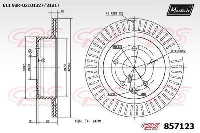 857123 MAXTECH Тормозной диск