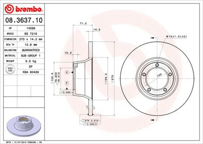 08363710 BREMBO Тормозной диск