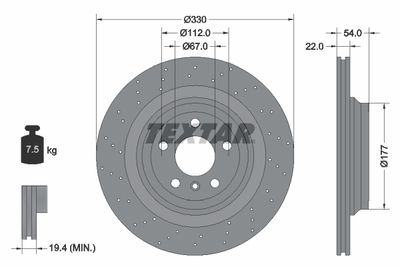 92254505 TEXTAR Тормозной диск