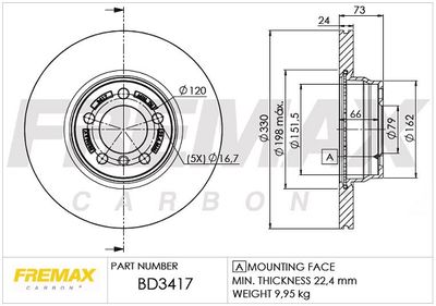 BD3417 FREMAX Тормозной диск