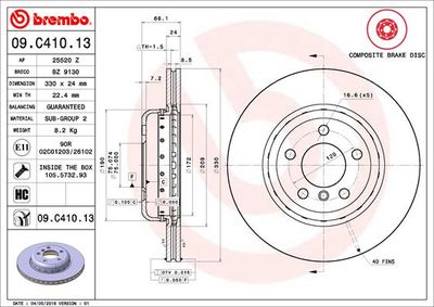 09C41013 BREMBO Тормозной диск