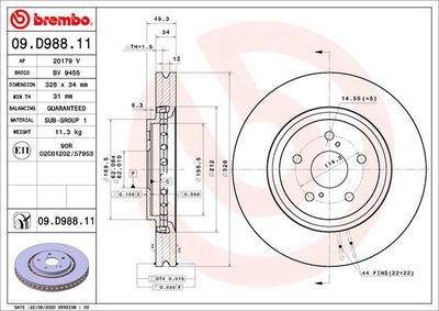 09D98811 BREMBO Тормозной диск