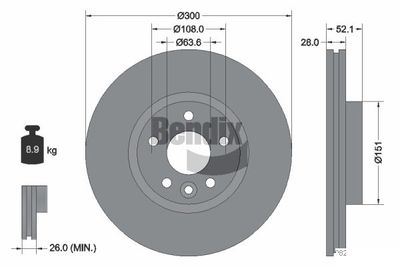 BDS1268HC BENDIX Braking Тормозной диск