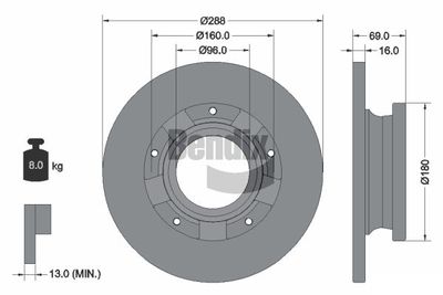 BDS2235 BENDIX Braking Тормозной диск