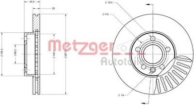 6110114 METZGER Тормозной диск