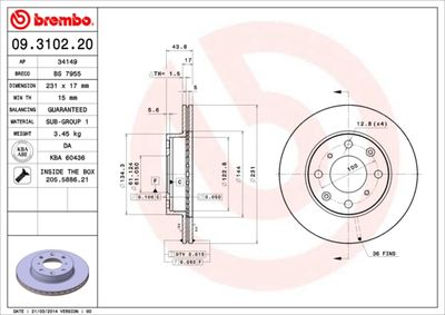 09310220 BREMBO Тормозной диск