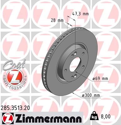 285351320 ZIMMERMANN Тормозной диск