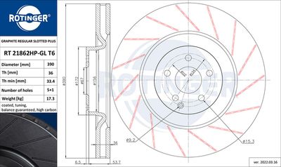 RT21862HPGLT6 ROTINGER Тормозной диск