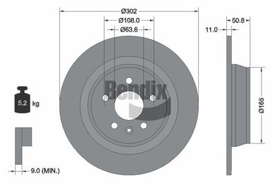 BDS1080 BENDIX Braking Тормозной диск