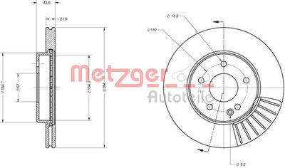 6110135 METZGER Тормозной диск