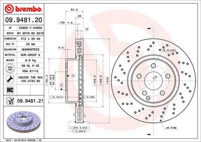 09948121 BREMBO Тормозной диск