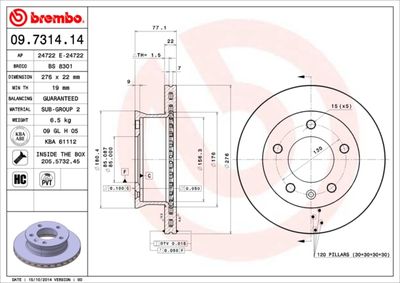 09731414 BREMBO Тормозной диск