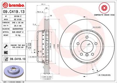 09C41913 BREMBO Тормозной диск