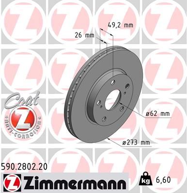 590280220 ZIMMERMANN Тормозной диск