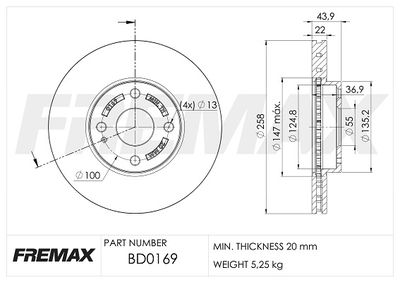 BD0169 FREMAX Тормозной диск