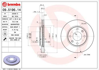 09519611 BREMBO Тормозной диск