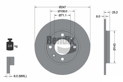 BDS1103 BENDIX Braking Тормозной диск