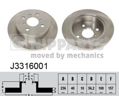 J3316001 NIPPARTS Тормозной диск