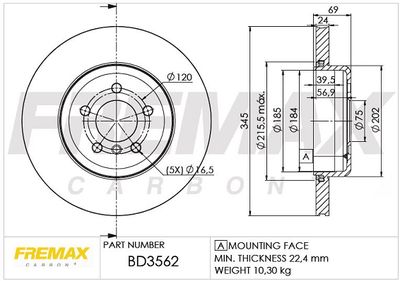 BD3562 FREMAX Тормозной диск