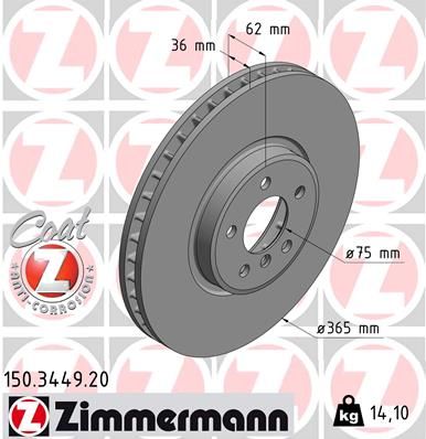 150344920 ZIMMERMANN Тормозной диск