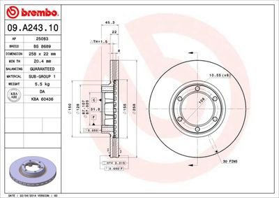 09A24310 BREMBO Тормозной диск