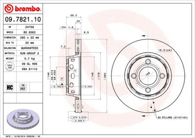 09782110 BREMBO Тормозной диск