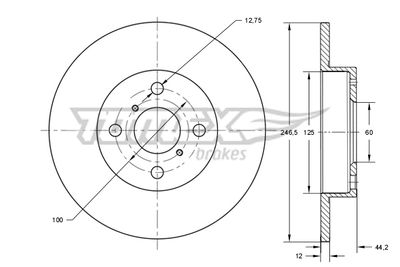 TX7229 TOMEX Brakes Тормозной диск