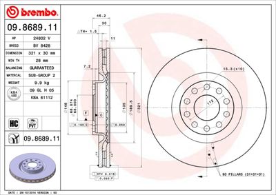 09868911 BREMBO Тормозной диск