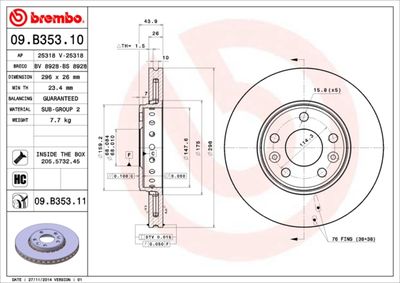 09B35311 BREMBO Тормозной диск