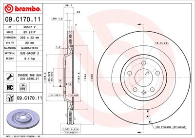 09C17011 BREMBO Тормозной диск