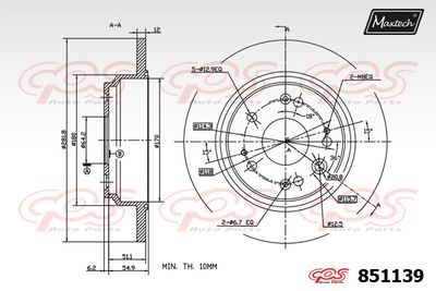 851139 MAXTECH Тормозной диск