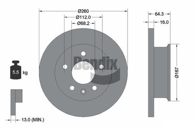 BDS2038 BENDIX Braking Тормозной диск