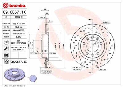 09C6571X BREMBO Тормозной диск