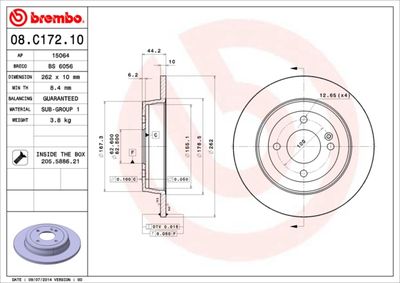 08C17210 BREMBO Тормозной диск