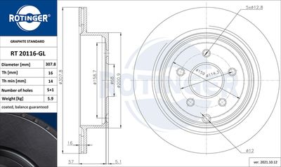 RT20116GL ROTINGER Тормозной диск