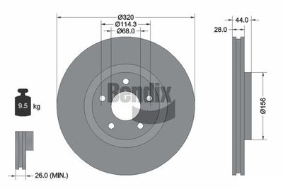 BDS1152 BENDIX Braking Тормозной диск
