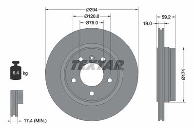92097305 TEXTAR Тормозной диск