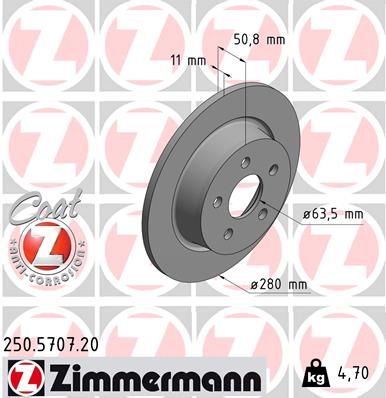 250570720 ZIMMERMANN Тормозной диск