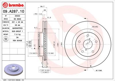 09A28710 BREMBO Тормозной диск