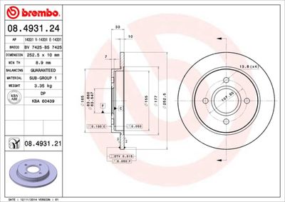 08493121 BREMBO Тормозной диск