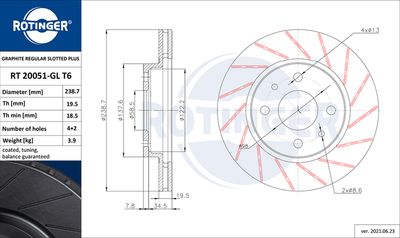 RT20051GLT6 ROTINGER Тормозной диск