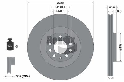 BDS2128 BENDIX Braking Тормозной диск